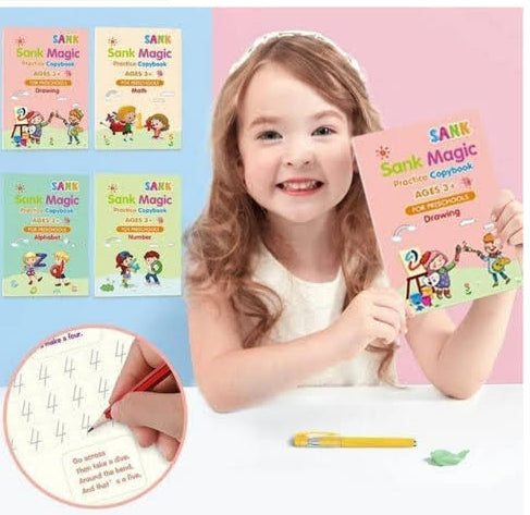 Sank Magic Book Practice [pack Of 4] | Tracing Handwriting First Preschool Baby Learning Books For Kids