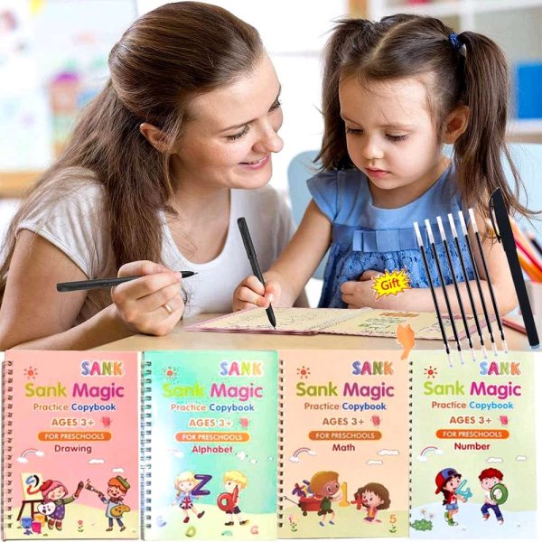 Sank Magic Book Practice [pack Of 4] | Tracing Handwriting First Preschool Baby Learning Books For Kids